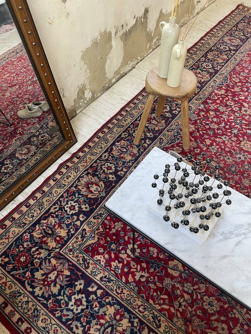 50s coffee table in metal and marble