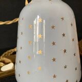 Napoleon III starry opaline lamp and rattan lampshade
