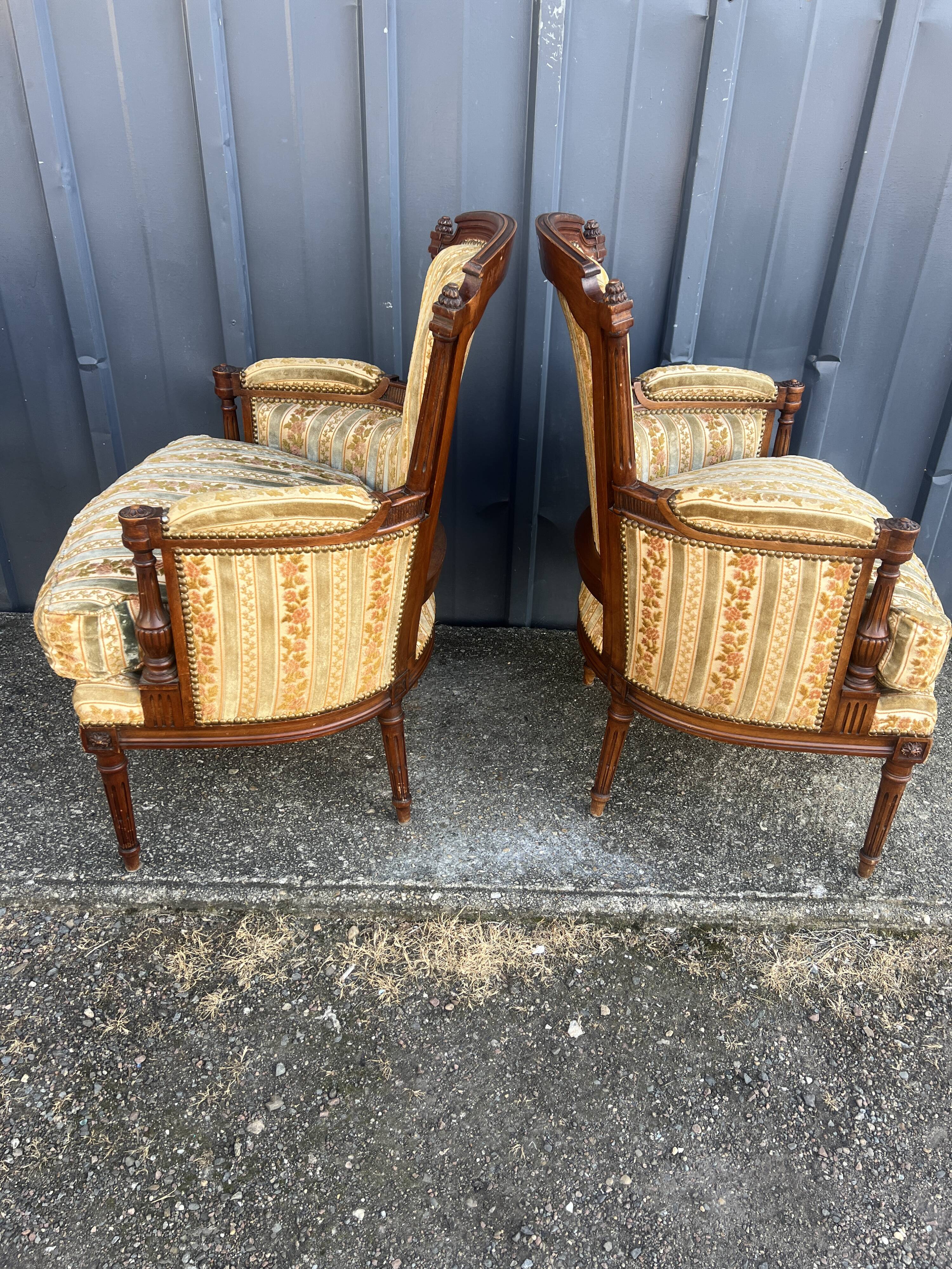 Pair of Louis XVI style armchairs
