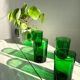 Lot de 4 verres verts translucides style vereco
