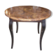 Round table art deco style - elm magnifying glass top and black wooden legs