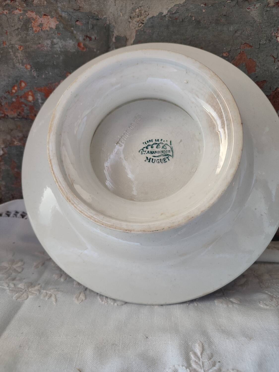 Ste Amandinoise iron earth compote bowl, Muguet model