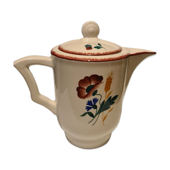Teapot in Earthenware Orcerame Ceres Moulin des Loups floral decoration