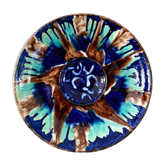 Large glazed ceramic dish
