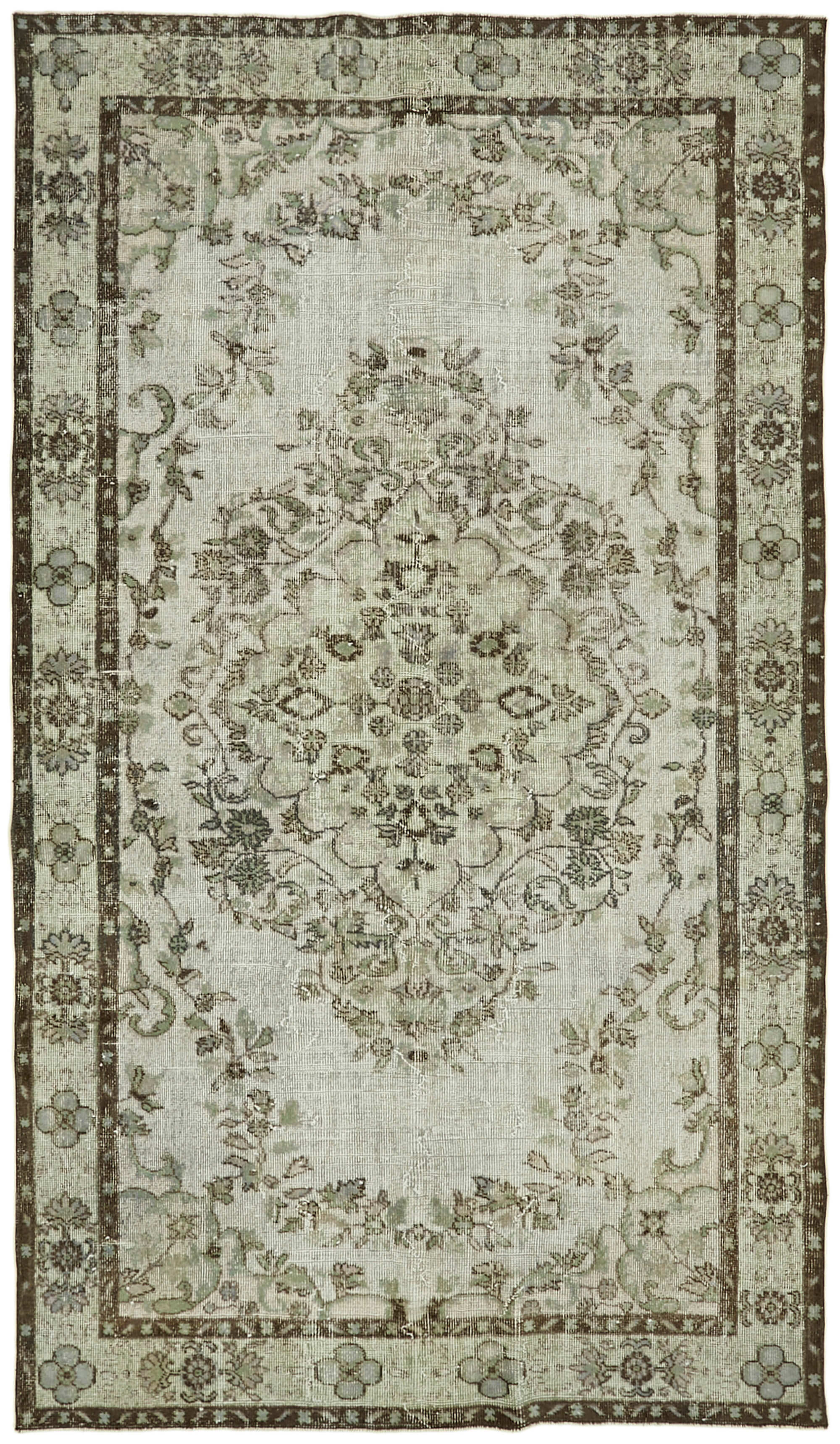 Hand-knotted vintage oriental 1980s 182 cm x 309 cm grey rug