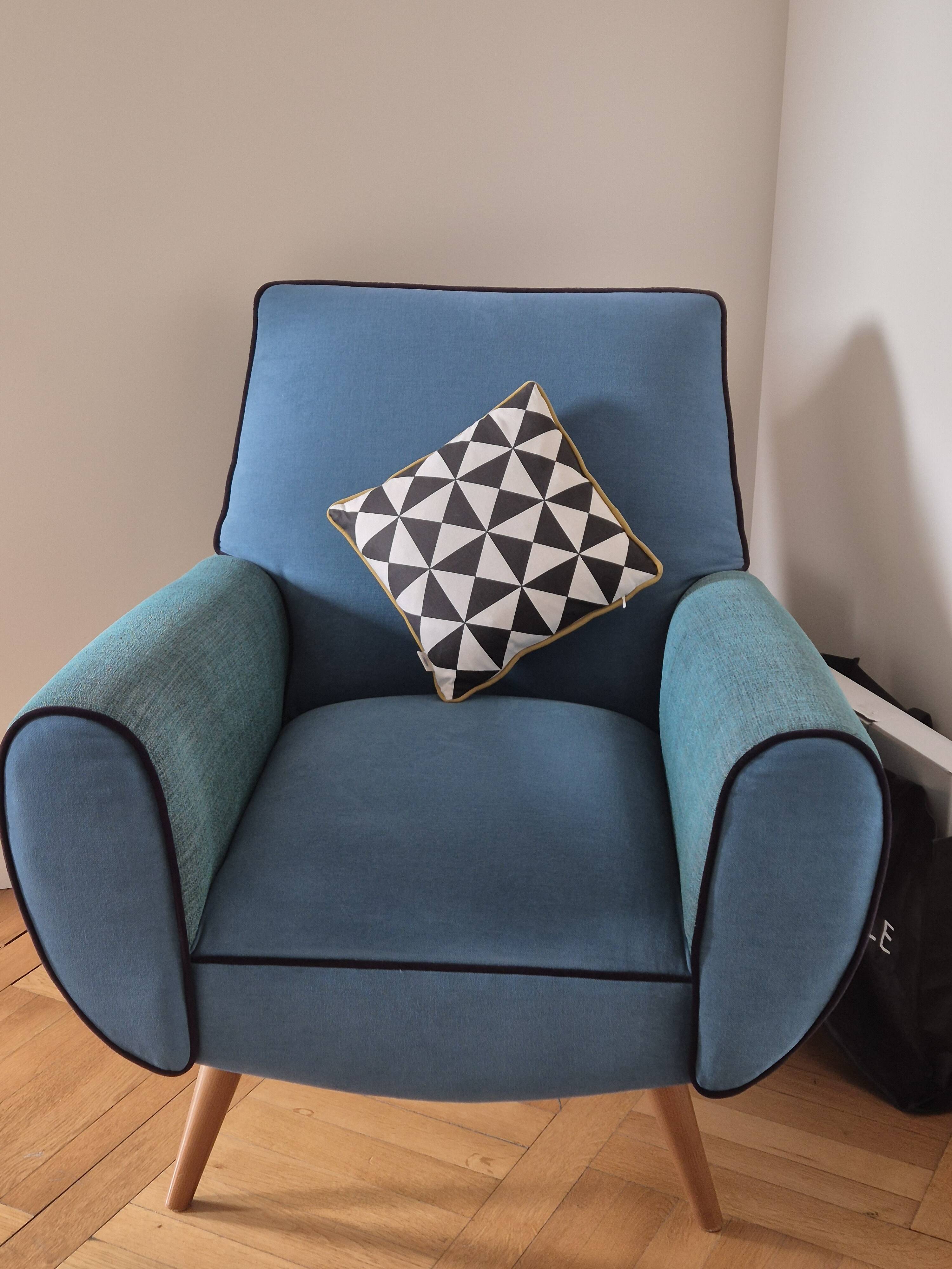 Fauteuil club bleu canard