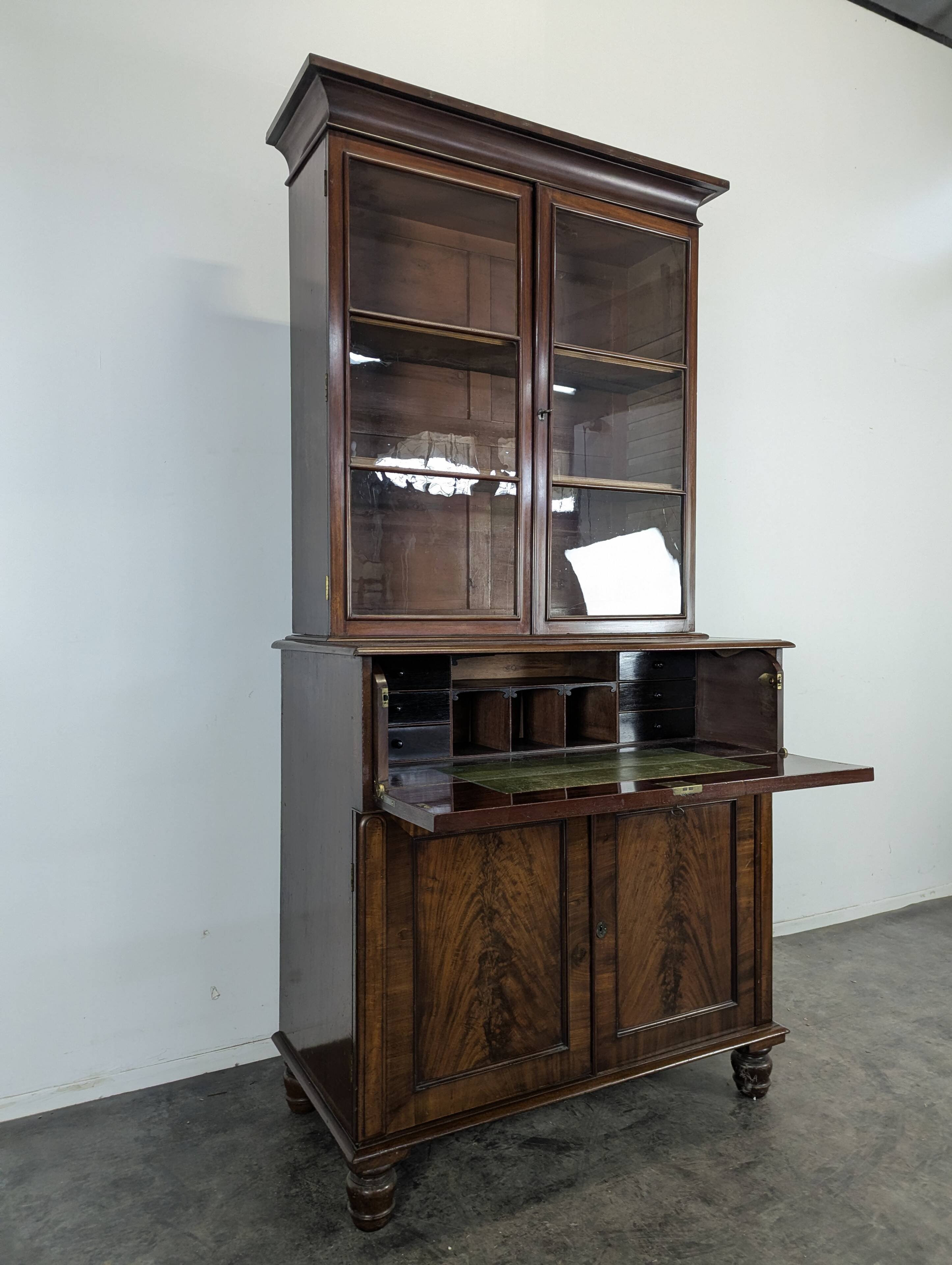 English mahogany secretary bookcase.