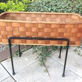Planter on foot in braided wood 60/70s