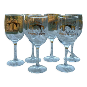 6 tasting wine glasses * pons aerarius * bellegarde and its wines - vintage