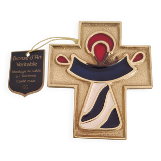 Croix émaillée en bronze