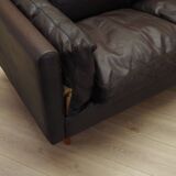 Canapé en cuir marron, design danois, années 1960, production : Danemark