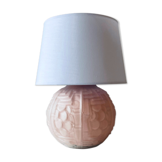 Art deco lamp in powder pink glass