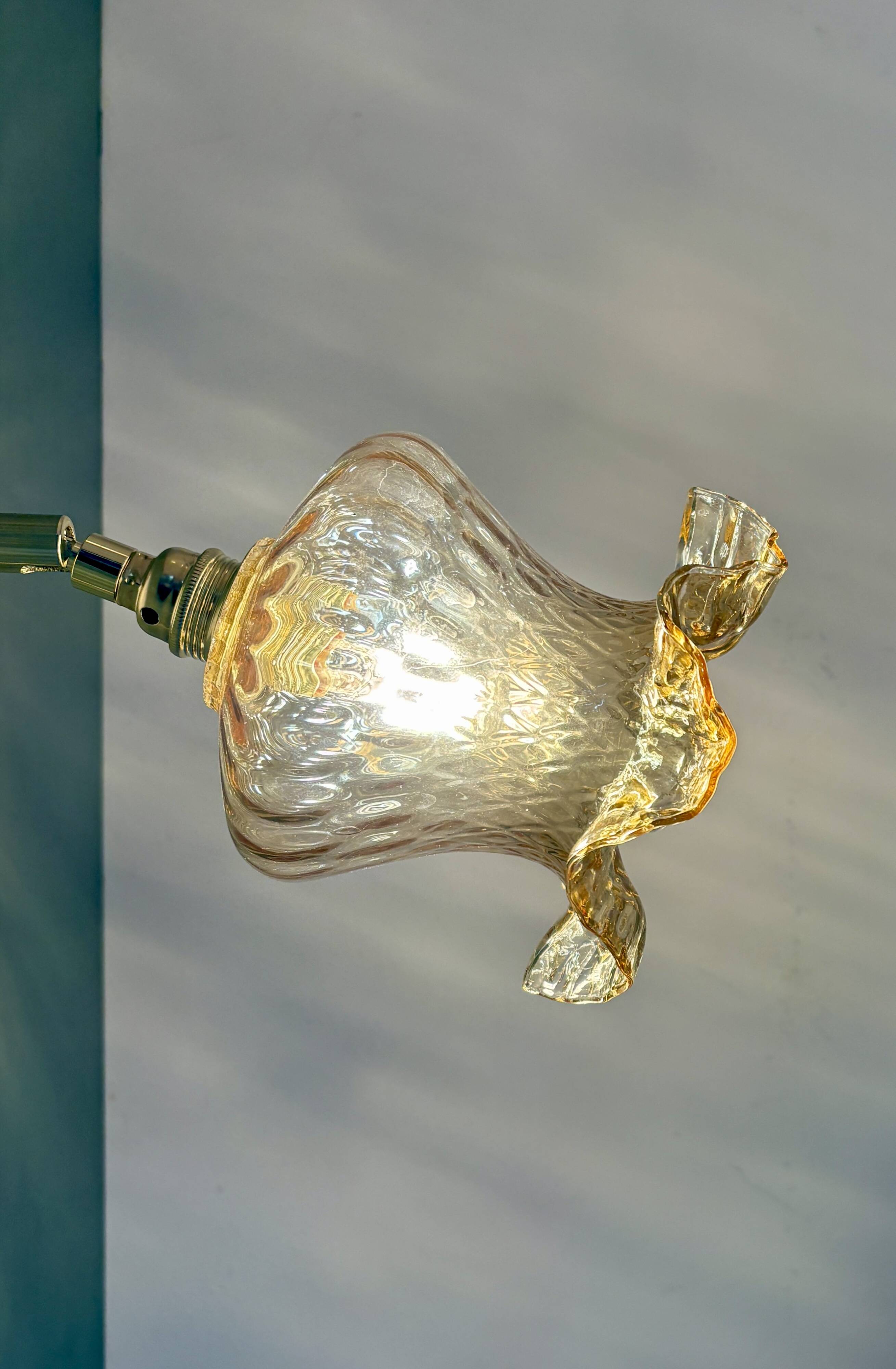 Vintage amber glass tulip wall light