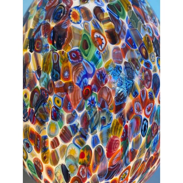 Contemporary Floral Multicolor Murano Style Glass Egg Table Lamp, lot of 2 or a pair of chandeliers