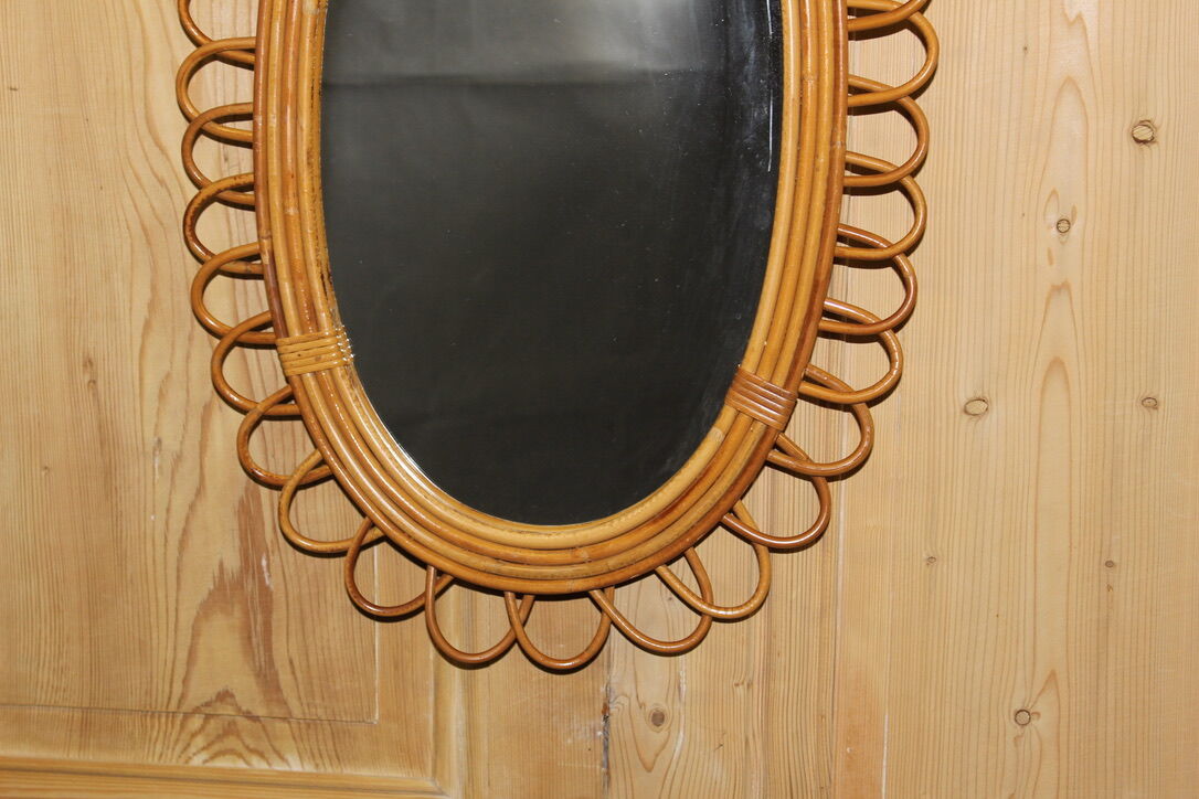 Rattan mirror circa 1960 41x60cm