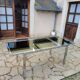 Vintage chrome and glass dining table, Roche Bobois