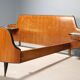 Double bed vintage with exotic wood bedside tables, 1950s design.