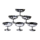 6 vintage bistro-style stainless steel dessert bowls on stands
