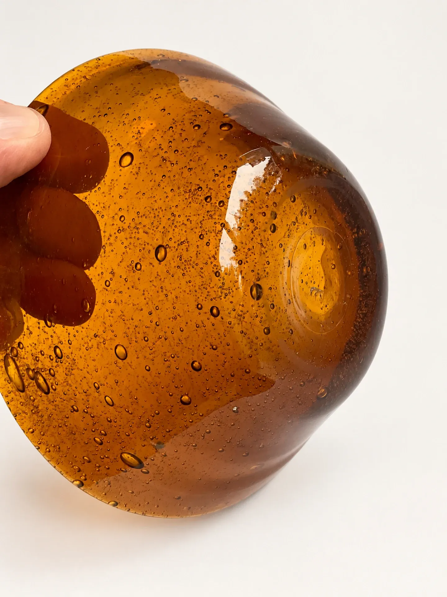 Amber bubble glass coupe attributed to Biot – Vintage