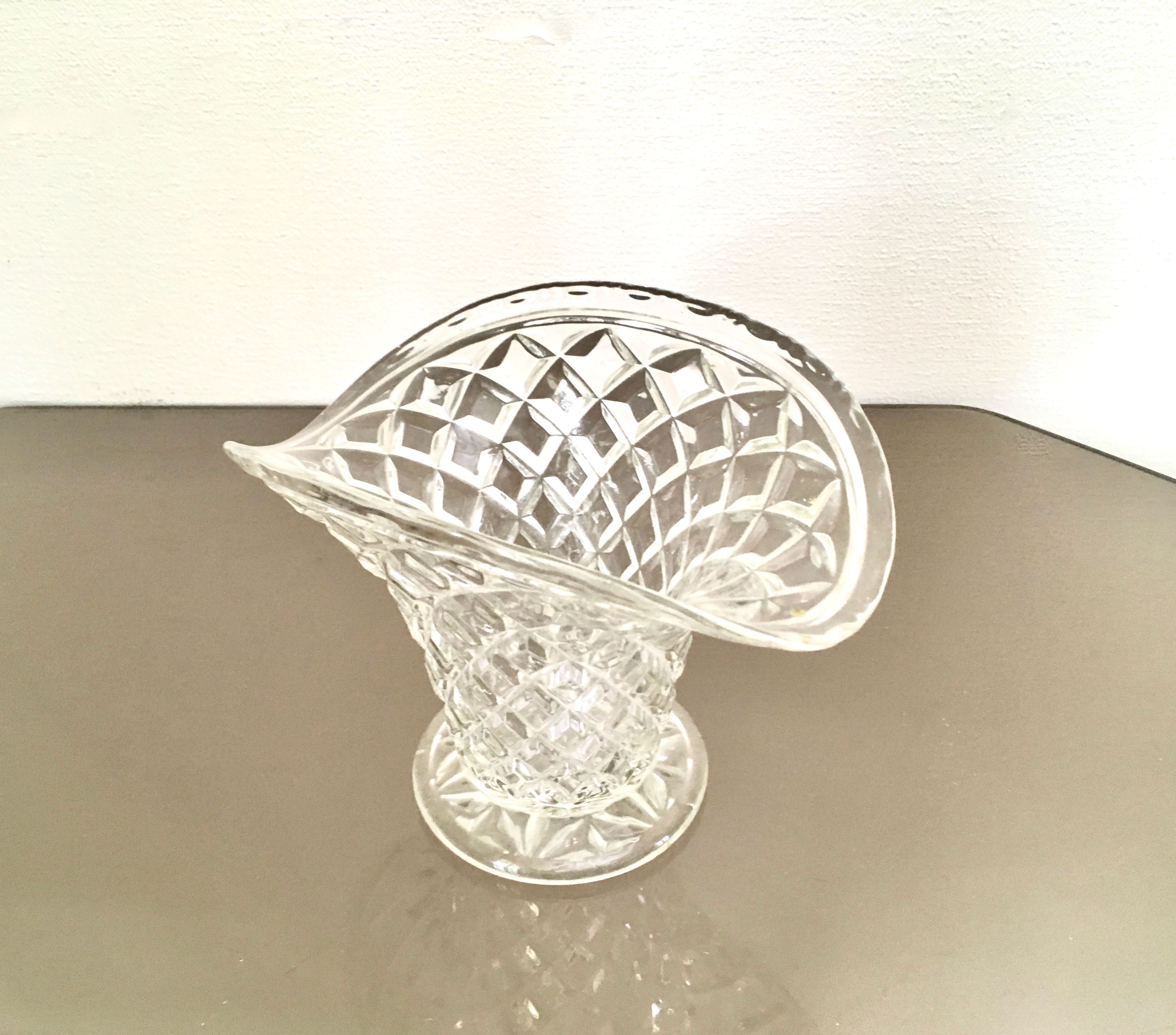 Glass basket vase 50s