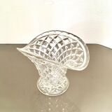 Glass basket vase 50s