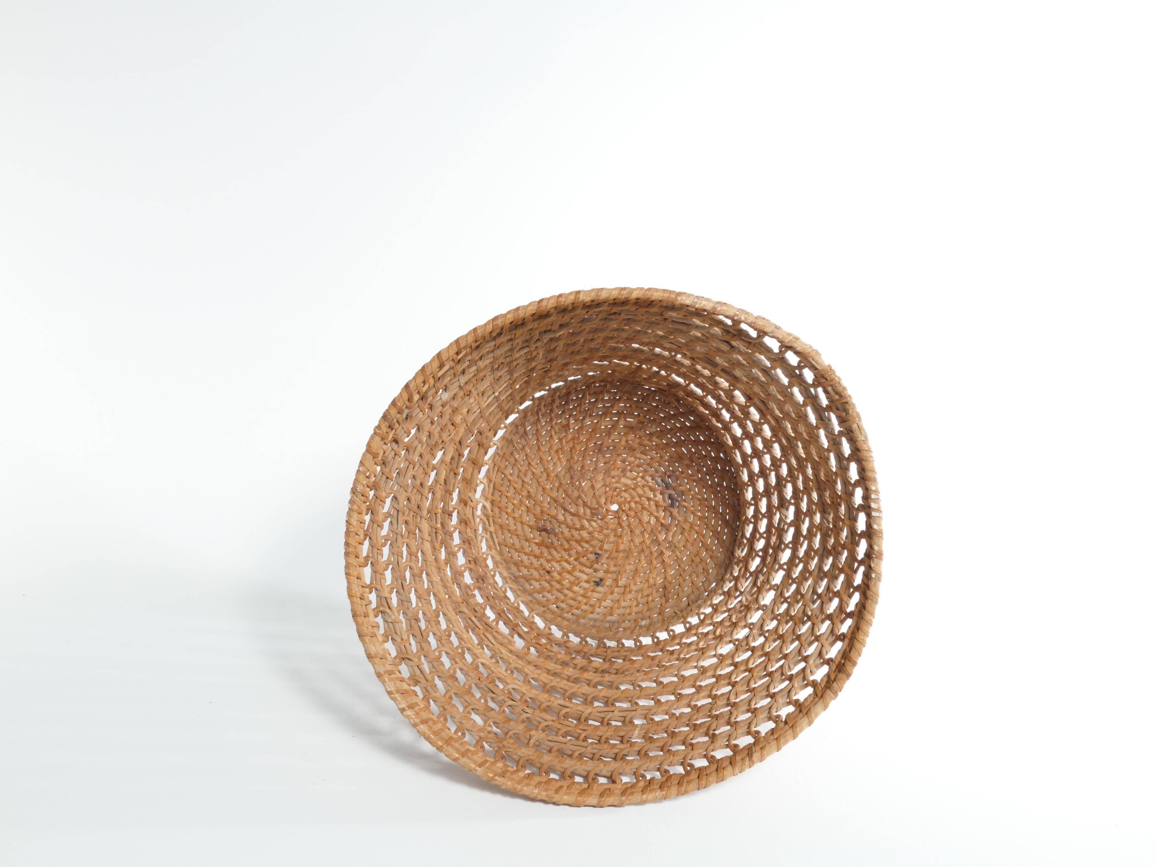 Mid-Century Modern Wicker Wastebasket