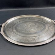 Very large silver metal serving tray christofle malmaison model