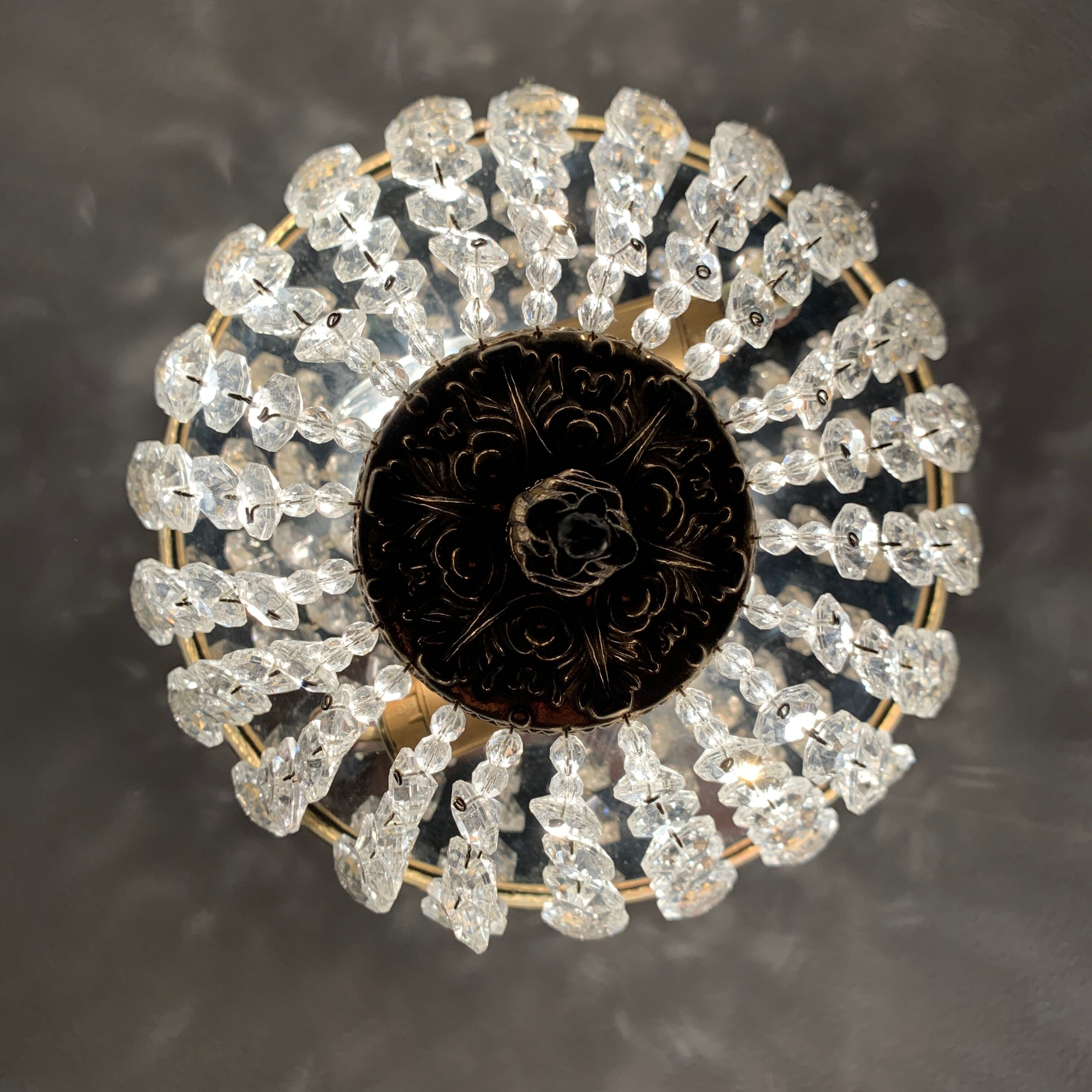 Ceiling lamp basket grapevine and gilded bronze 25 cms