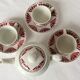 Set of 3 saucer cups and a ceramic coffee maker or teapot Digoin Sarreguemines