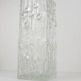 Large frosted glass floor vase in Op Art style by Peill & Putzler, Germany, mid-20th century, 1970s.