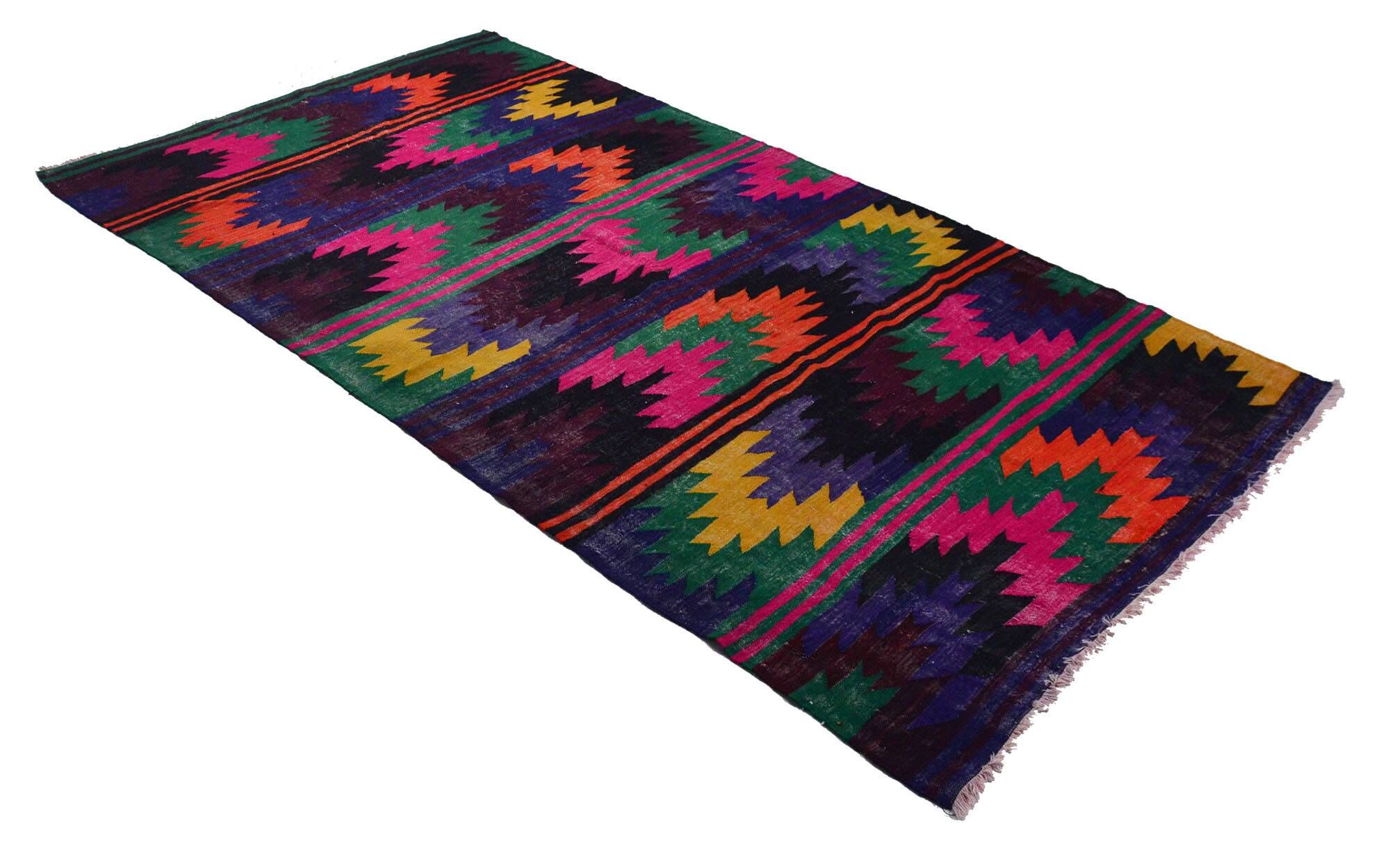 Turkish Kilim Yuruk Vintage 177x338 cm Geometric Multicoloured