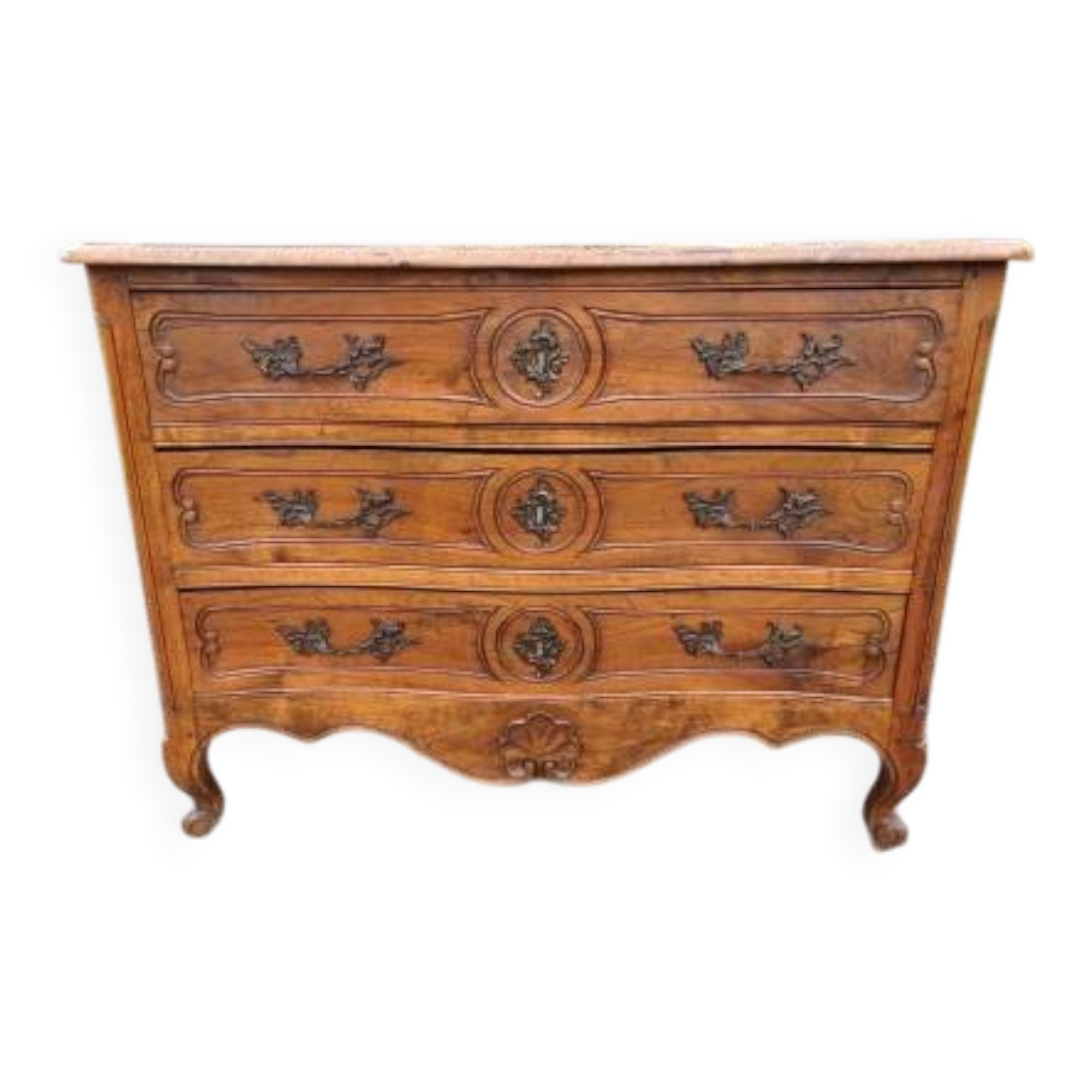 19th century walnut chest of drawers with 3 drawers