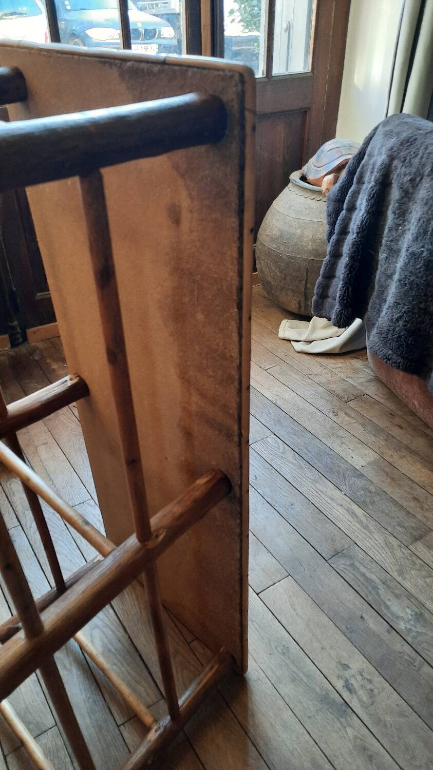 Banc année 50 bois et corde de palmier