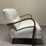 1940s Sofa in Wood and Boucle Fabric, Italian Production