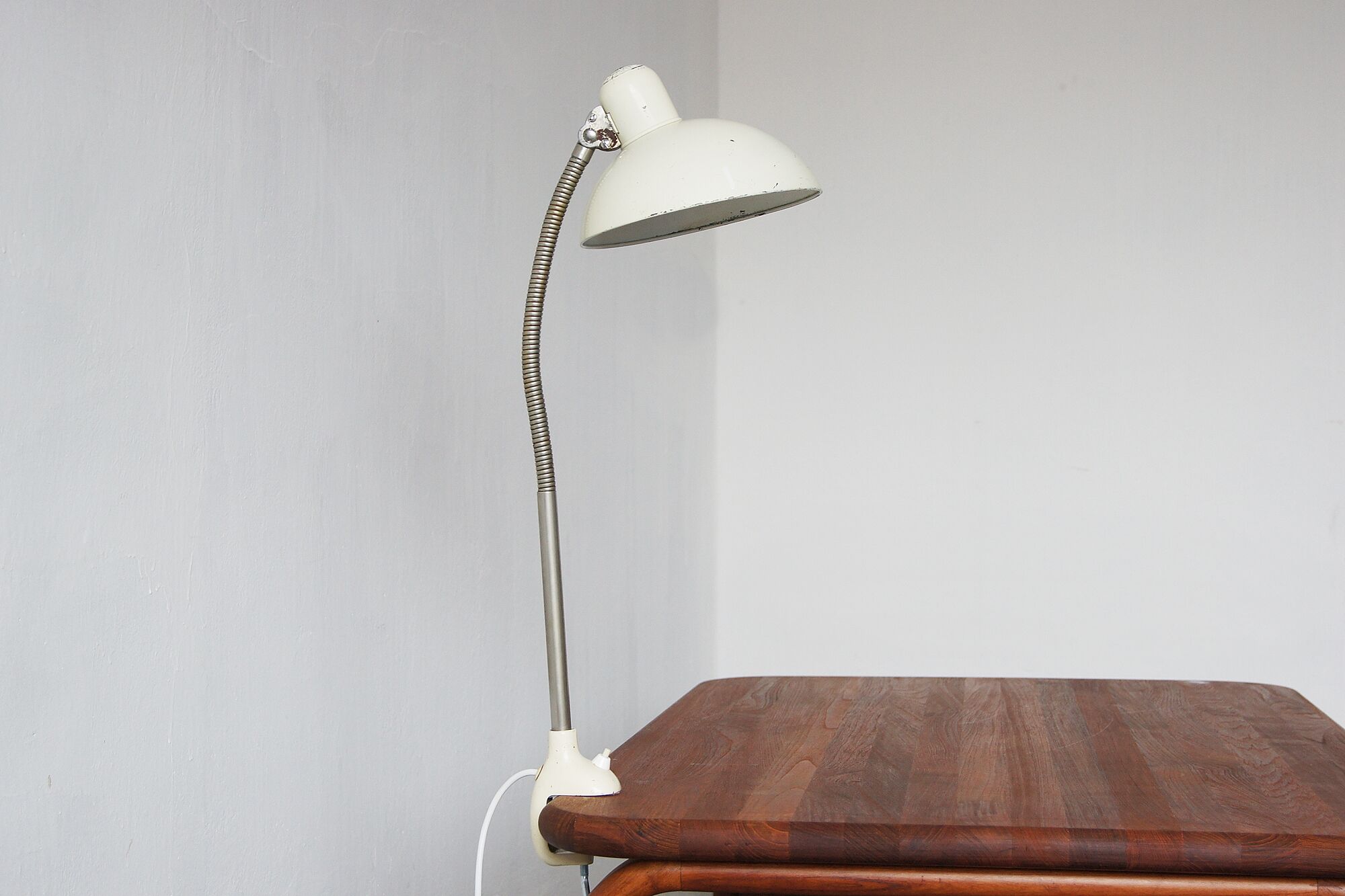 Bauhaus white table or desk lamp by christian dell for kaiser idell / kaiser leuchten, 1950s