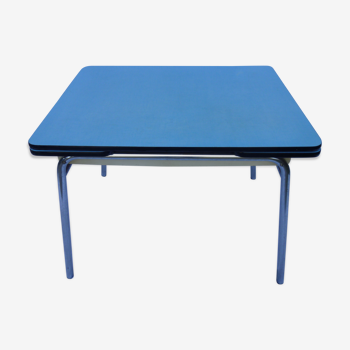Table en formica bleu avec rallonges