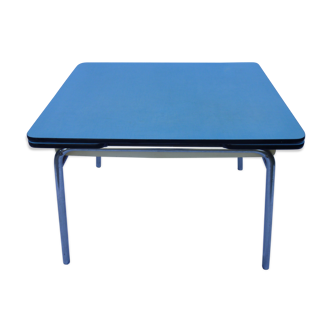 Table en formica bleu avec rallonges