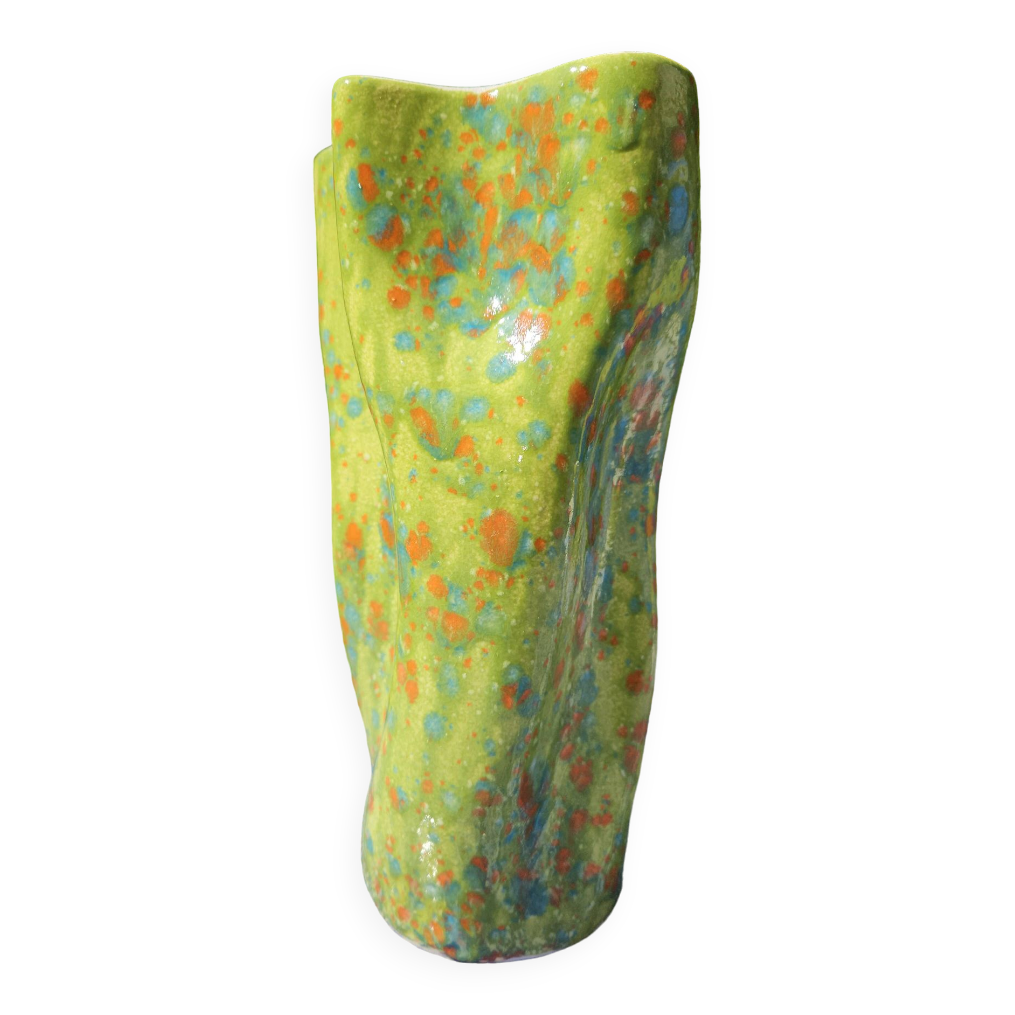 Hand enamelled handkerchief vase