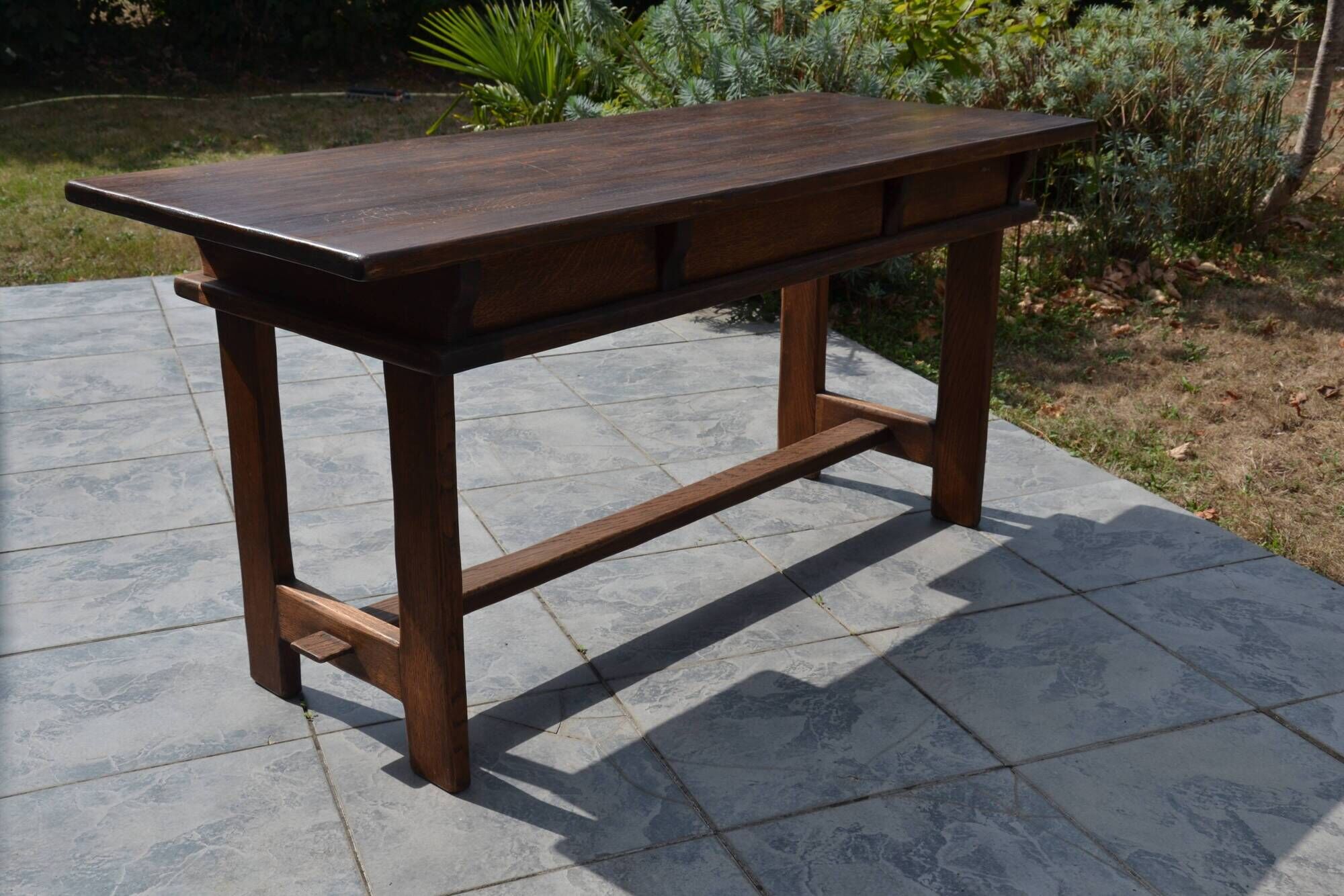Bureau/table de ferme "brutaliste" chêne massif
