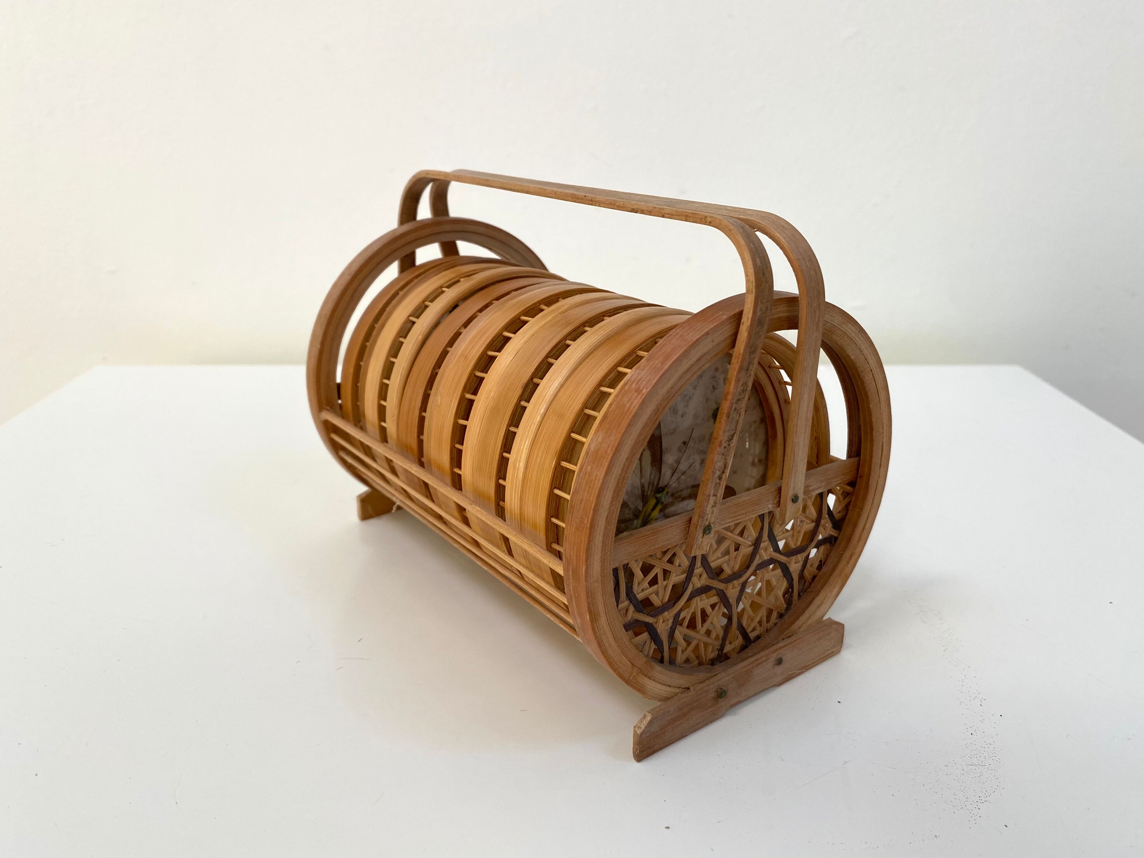 Vintage set of 6 butterfly coasters