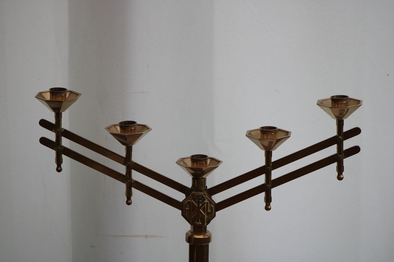 Golden metal chandelier