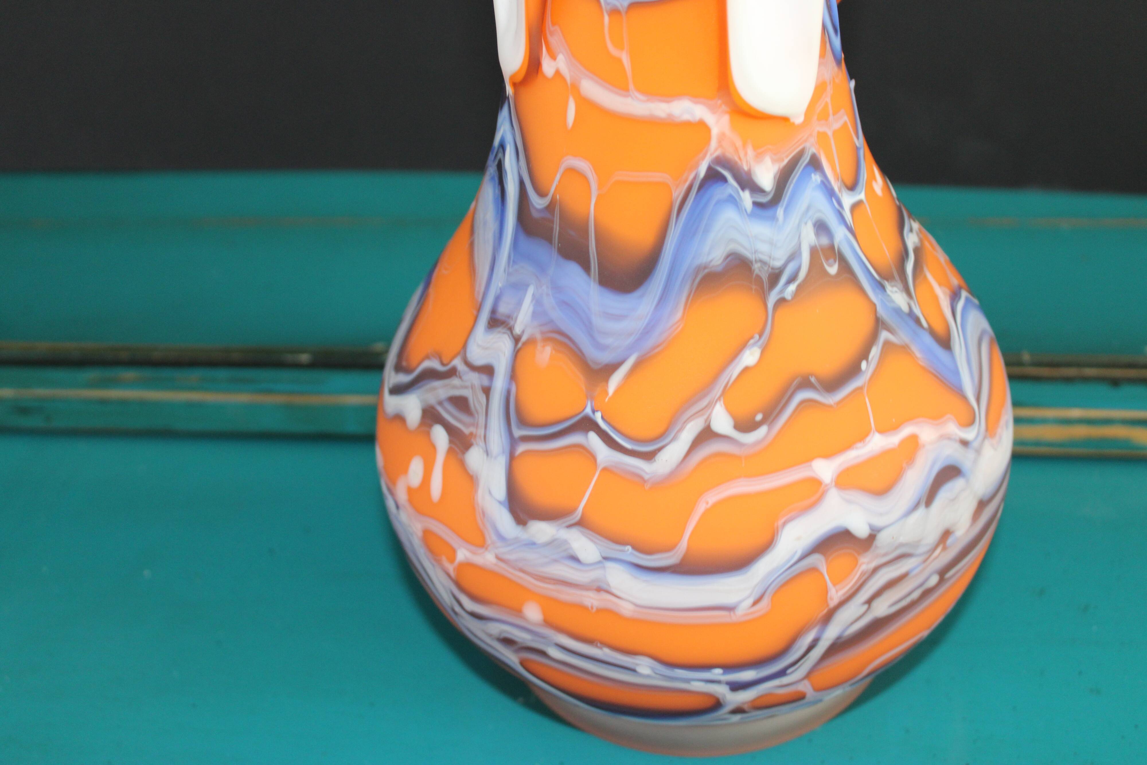 Colorful vase orange glass paste - year 1980