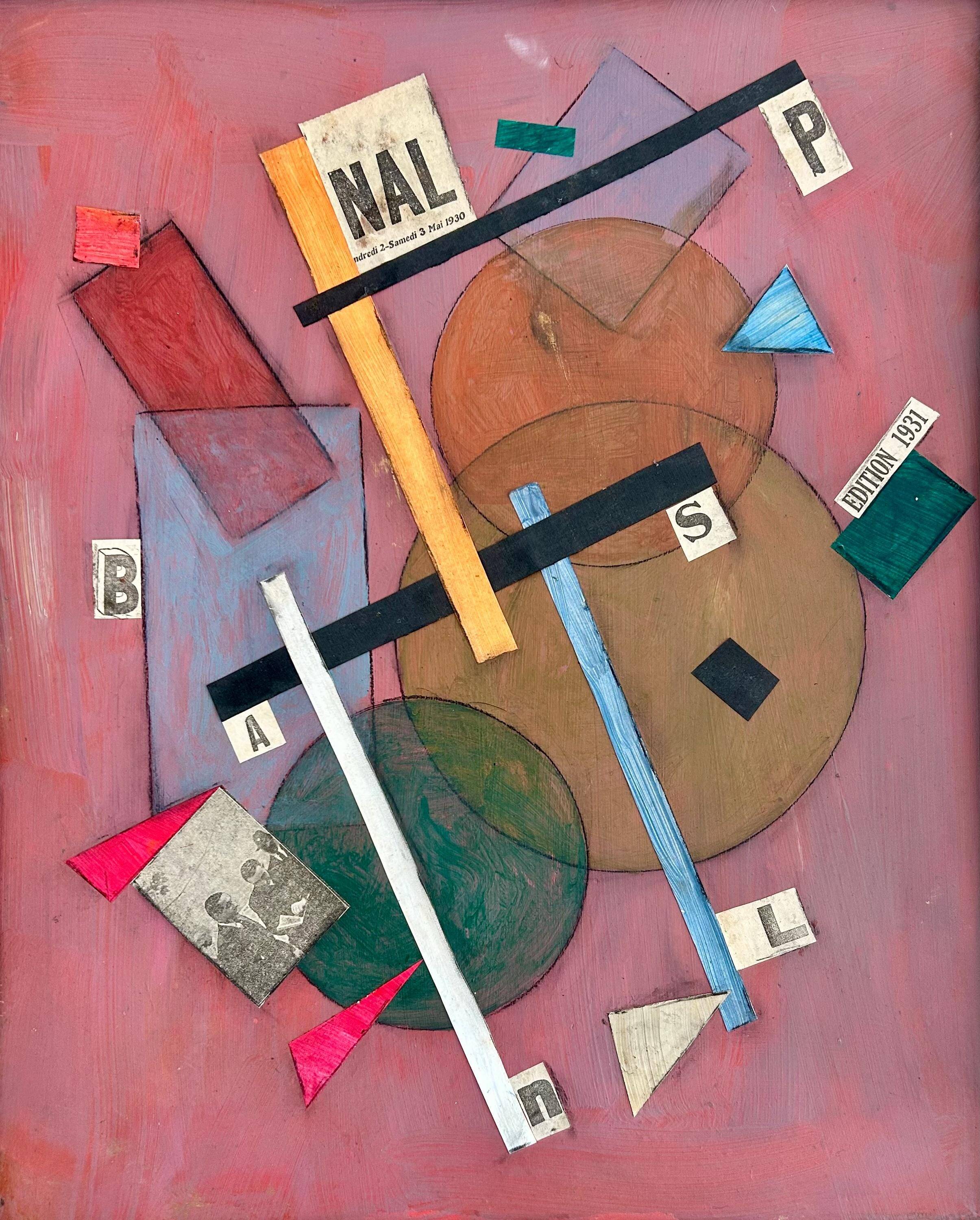 1940 French Constructivist Painting  Oil on Panel Avant Garde Modernist Art