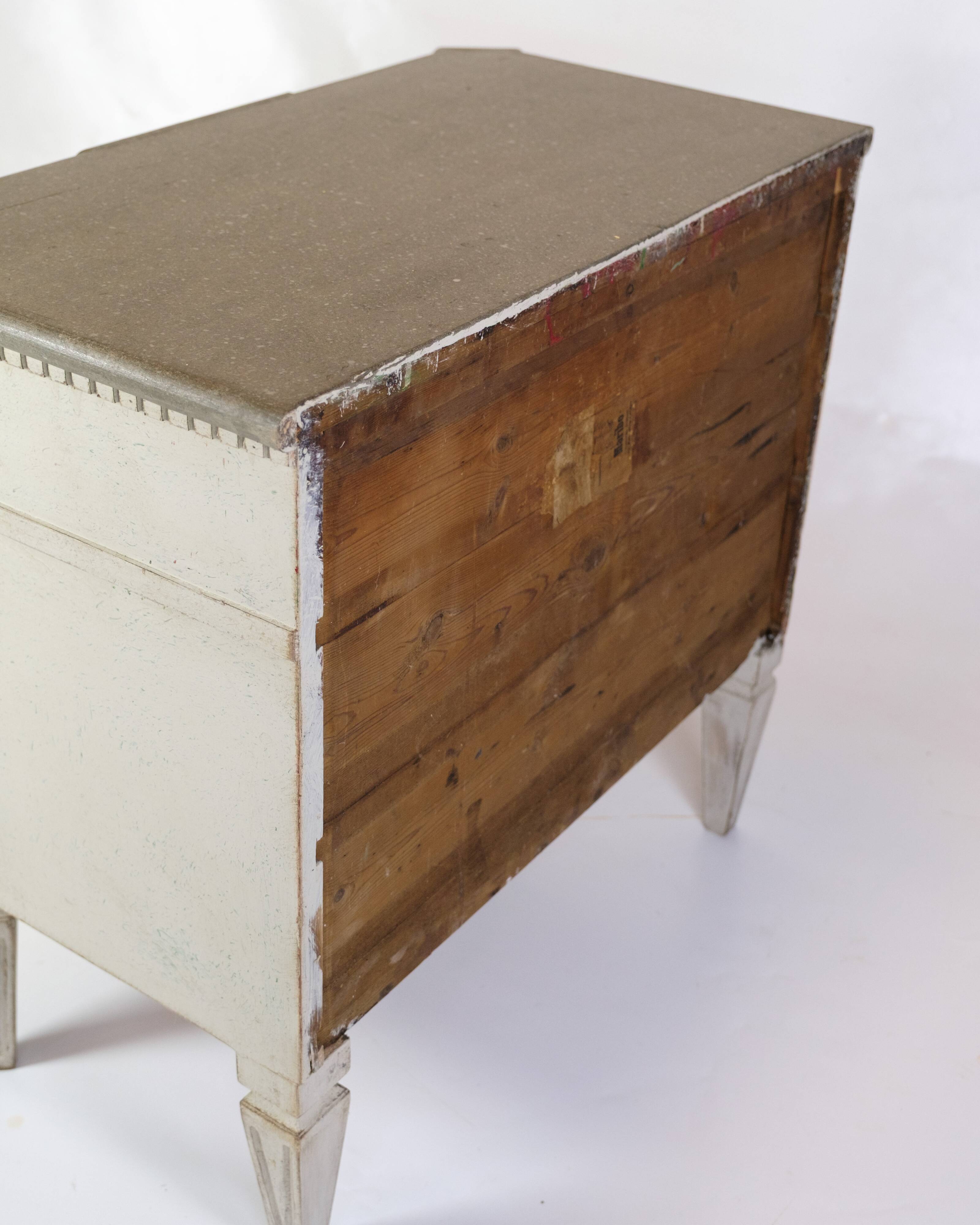 Gustavian Chest Of Drawers Grey Painted, Swedish Origin From 1840s
