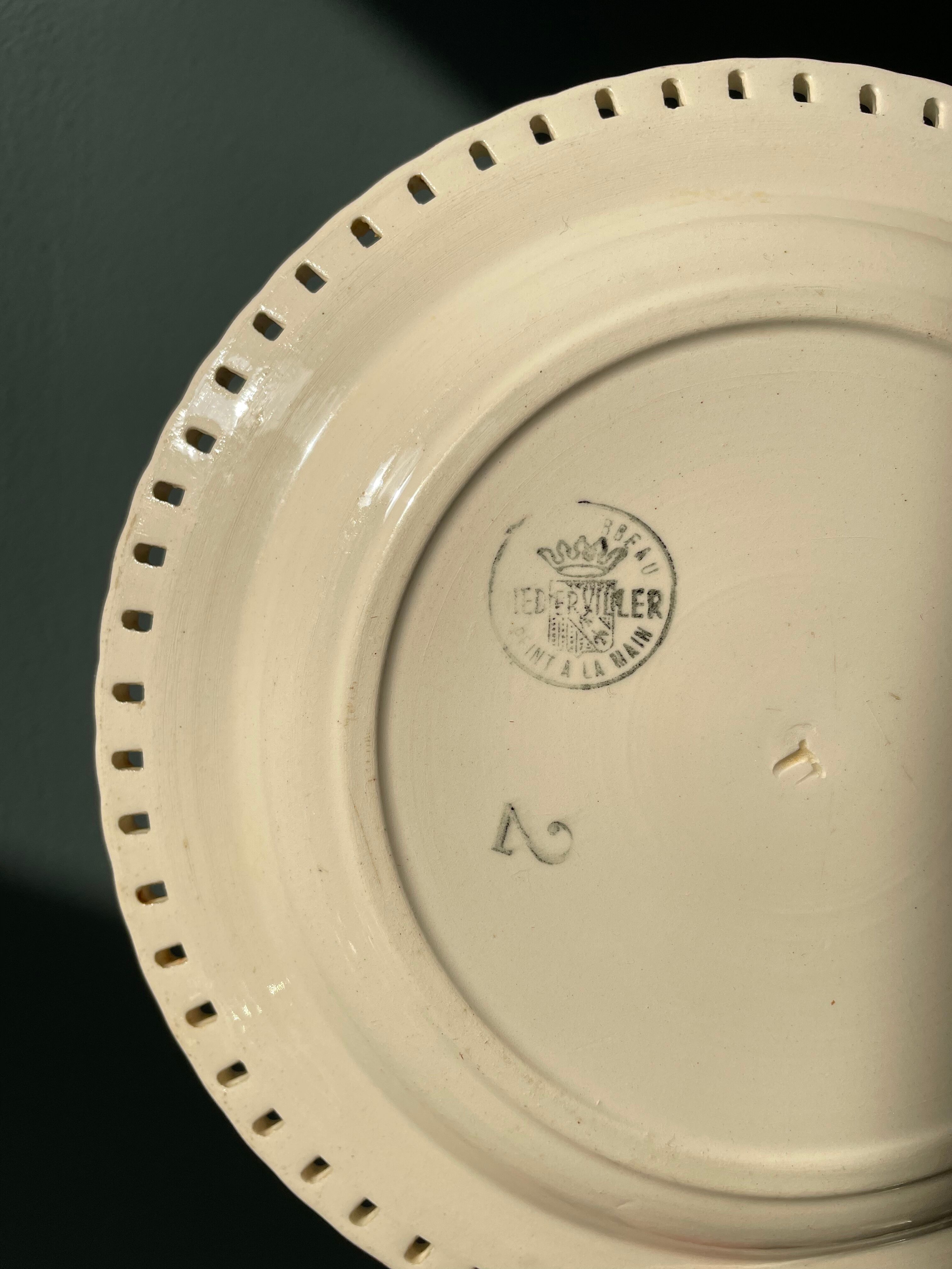 Set of 8 small plates Niderviller décor at Barbeau