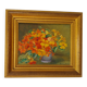 Huile sur panneau vintage signée Hourregue - bouquet de fleurs