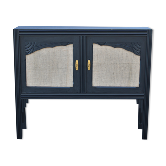 Wooden and jute sideboard