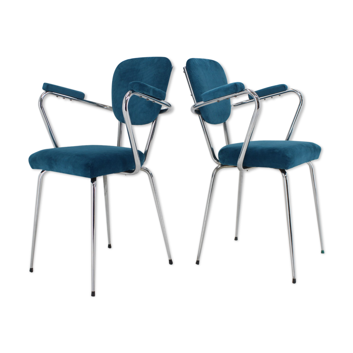 1960s Pair of Italian Armchairs in Corduroy