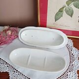Soap dish, comb holder, ironstone, BFK, Lilac