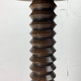 Brutalist Wood Turned Wine Press Side Table